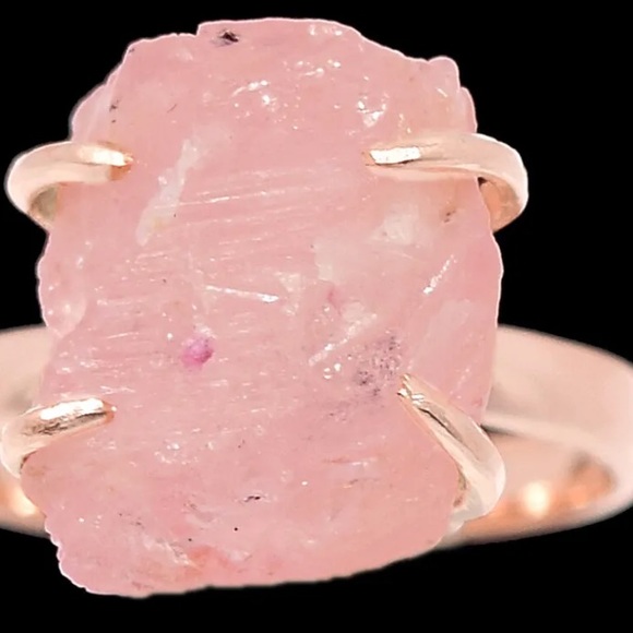 Genuine morganite rose gold 6 & silver ring 8 - Picture 7 of 8